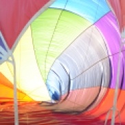 A balloon captain takes down his balloon after a successful flight in Driggs, Idaho.