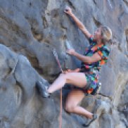 A climber makes her way up a wall at the annual Portneuf Pump event.