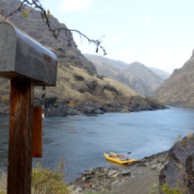 A lonely mailbox marks Sheep Creek Ranch in Hells Canyon on the boarder of Idaho and Oregon.